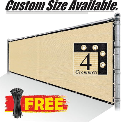 Royal Shade Custom Size 4' x 35' Beige Fence Privacy Screen Windscreen Cover Netting Mesh Fabric Cloth - Cable Zip Ties Included (We Make Custom Size)