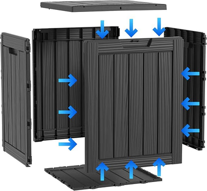 Two 28 Gallon Outdoor Storage Box, Resin Deck Boxes Waterproof, Indoor Outdoor Bin for Package Delivery, Patio Cushions, Gardening Tools, Lockable, UV Resistant