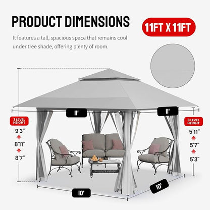 CROWN SHADES 11x11 Pop Up Gazebo, Outdoor Canopy Tent, One Push Instant Gazebo - Image 6
