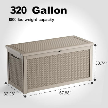 320 Gallon Resin Deck Box, Waterproof UV Resistant - Image 2