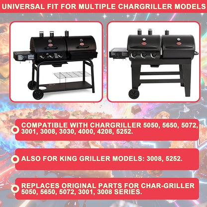 Grill Replacement Parts for Chargriller 5050 4000 4208 3725 3030 2121 2828 2123 2222 3001 9020 Parts, for King Griller 3008 5252, Cast Iron Grates Porcelain Heat Plates for Char Griller Accessories
