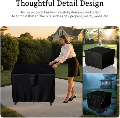 Chinchilla Heavy Duty 32 Inch Square Fire Pit Cover - 100% Waterproof & Weatherproof, Durable All-Season Protection for 29/30/31/32 Inch Propane Fire Pits and Tables