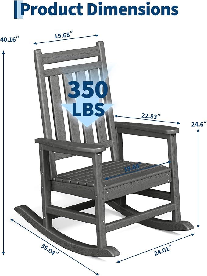 Garvee HDPE Rocking Chair Outdoor - Image 3