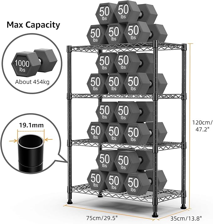 M MZG 1000 lbs Storage Shelving Steel Heavy Duty 4-Tier Utility Shelving Unit - Image 3