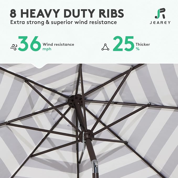 JEAREY 9FT Outdoor Patio Umbrella, Market Umbrella - Image 5