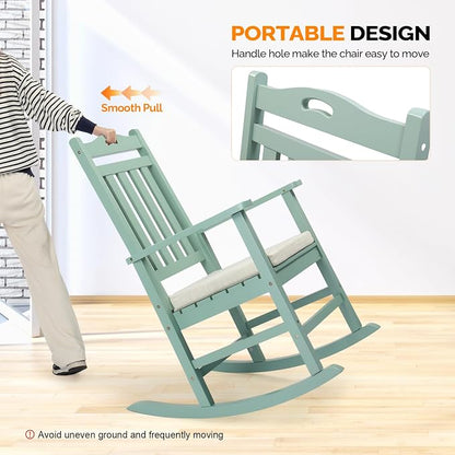 VINGLI Outdoor Rocking Chair, Wooden Rocking Chair - Image 5
