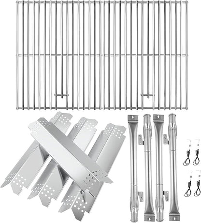 BQMAX Grill Parts for Nexgrill 4 Burner Gas Grill 720-0830H 720-0830 720-0830T, Cooking Grate, Heat Plates Shield and Burner for Nexgrill 4 Burner Replacement Parts for 720-0830h Nexgrill Parts