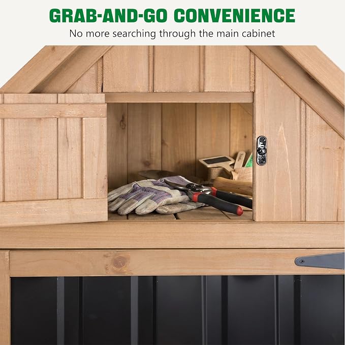 Ketive Outdoor Storage Cabinet, Metal Panels, Top Storage Compartment, Asphalt - Image 3