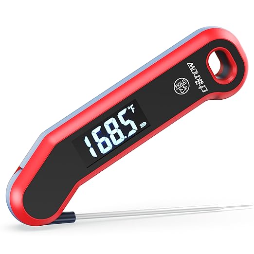 0.5 Sec Instant Read Meat Thermometer Digital with Auto Rotate Large LCD Display & Sleep Mode, ±0.5°F Accuracy, IP67 Waterproof Cooking Thermometer for BBQ Grill Smoker Candy