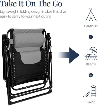 Best Choice Products Oversized Padded Zero Gravity Chair, Folding Outdoor Patio - Image 6