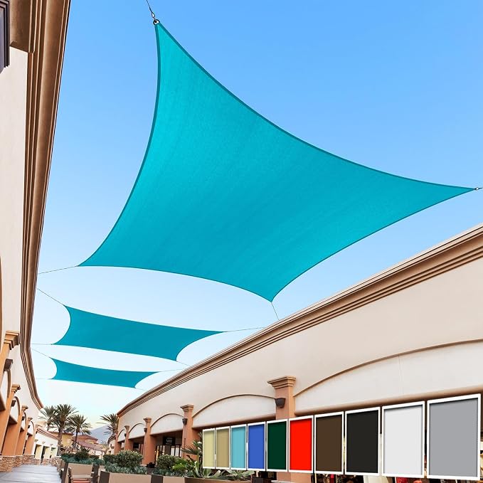 Royal Shade 9' x 22' Custom Size Turquoise Rectangle Sunshade Sail by RoyalShade