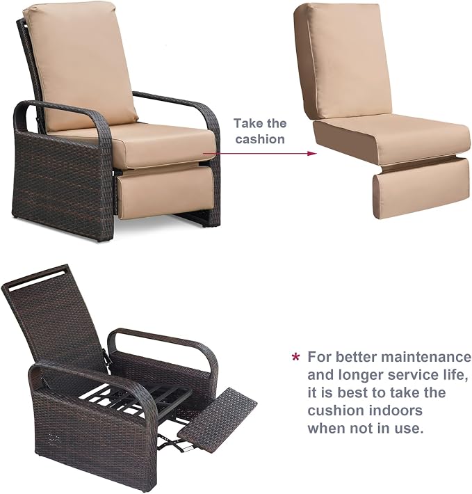 Outdoor Wicker Recliner Chair - Image 9