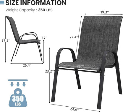 Patio Dining Chairs Set of 8, Stackable Dining Chairs High Back, Breathable - Image 3