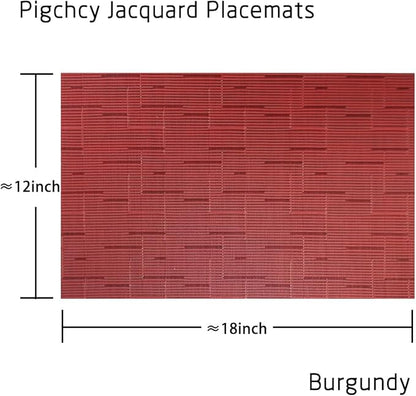 PIGCHCY Placemats Set of 8 Washable Durable Place Mats Vinyl Heat Resistant Non-Slip Table Mats Indoor Outdoor (Burgundy Red)
