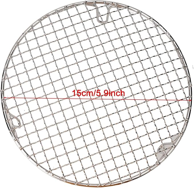Stainless Steel BBQ Grill Grid with Legs, Round Grid Cooking Net, Even Heating for Outdoor Camping and Home Barbecue(25cm)