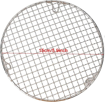 Stainless Steel BBQ Grill Grid with Legs, Round Grid Cooking Net, Even Heating for Outdoor Camping and Home Barbecue(25cm)