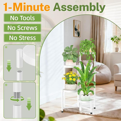 iDavosic.ly Plant Stand Indoor Outdoor, 4 Tier Metal Corner Shelf, Folding - Image 2
