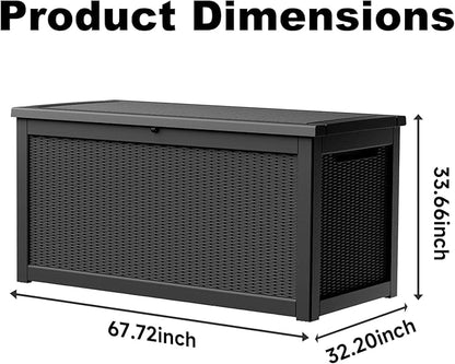 310 Gallon Lockable Outdoor Storage Box – Waterproof Resin Deck Box for Patio Furniture, Garden Tools, Pool Accessories (Black)