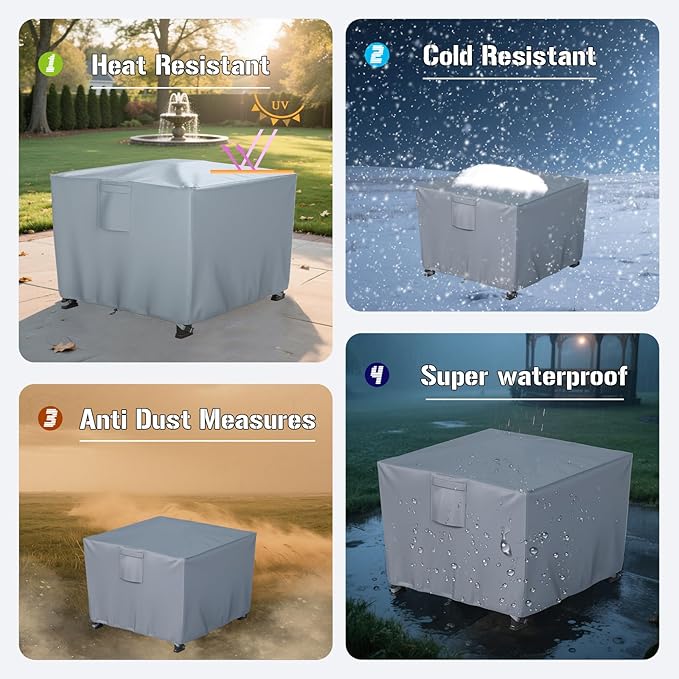 Chinchilla Heavy Duty 32 Inch Square Fire Pit Cover - 100% Waterproof & Weatherproof, Durable All-Season Protection for 29/30/31/32 Inch Propane Fire Pits and Tables