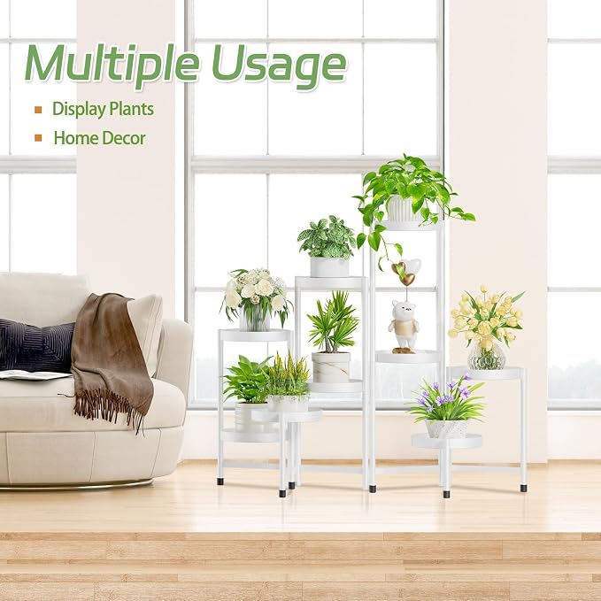 iDavosic.ly Plant Stand Indoor Outdoor, 9 Tier Metal Corner Shelf, Folding - Image 5