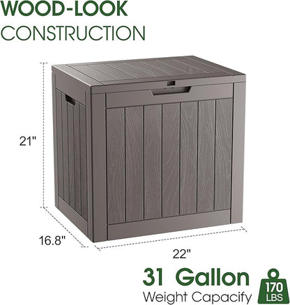 KAMABOKO 32 Gallon Outdoor Storage Box 2 Pack All-Weather Deck Box for Patio Furniture, Package Deliveries, Garden Tools, Pool Supplies & Cushions, Grey