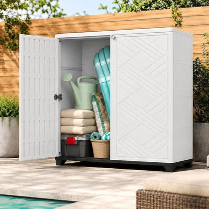 ADDOK Outdoor Storage Cabinet, 60 Gallon Waterproof Resin Patio Storage Cabinet by ADDOK