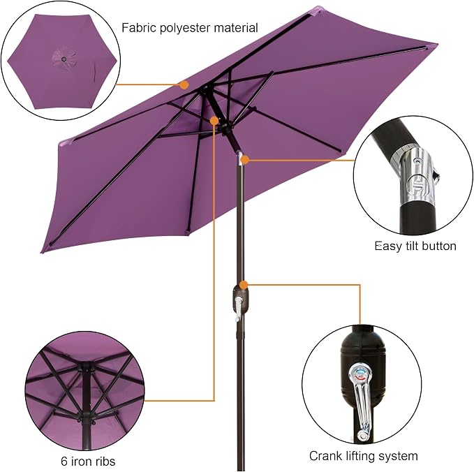 7.5 ft Patio Umbrella, Yard Umbrella, Outdoor Market Umbrella - Image 2