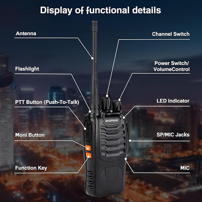 Baofeng Walkie Talkies 888S Rechargeable Long Range with Earpieces for Adults, 16 Channel Professional Radio Handheld Two Way Radios Li-ion Battery and Charger Included (12pack with 12earpiece)