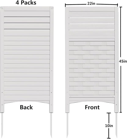 Outdoor Fence Privacy Panels,Resin Privacy Fence Panels for Outside,Air Conditioner/Trash Can/Pool Equipment Enclosure 4-Pack(Off-White)