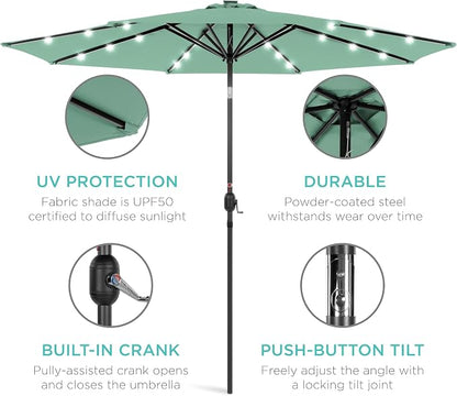 Best Choice Products 10ft Solar Polyester LED Lighted Patio Umbrella w/Tilt - Image 5