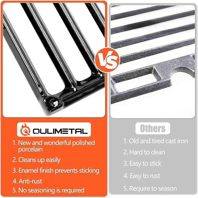 QuliMetal 7637 7635 Grill Parts for Weber Spirit E-210, Spirit 200, GS4 Spirit II 200, Spirit II E-210 Series, Spirit II E-210 Gas Grills,(Front-Mounted Control),15.3" Flavorizer Bars & 17.5" Grates
