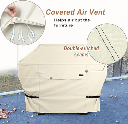 NettyPro Grill Cover for Outdoor Grill 60 inch Waterproof Heavy Duty Gas BBQ Cover for Outside Weber, Char-Broil, Brinkmann, Jenn Air, Nexgrill 3-4 Burners Barbecue, Beige