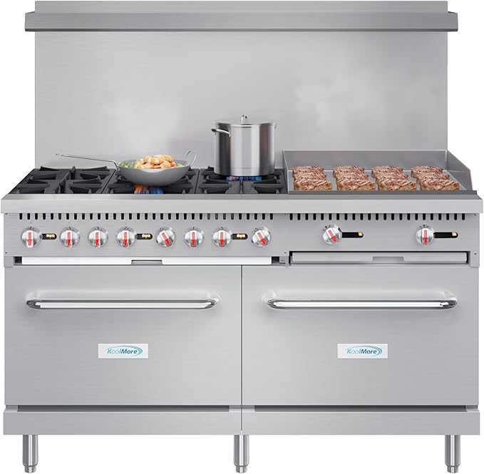 KoolMore 60 in. 6 Burner Commercial Natural Gas Range with 24 in. Griddle (KM-CRG60-NG)