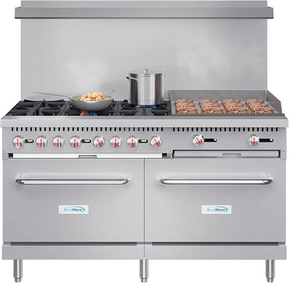 KoolMore 60 in. 6 Burner Commercial Natural Gas Range with 24 in. Griddle (KM-CRG60-NG)
