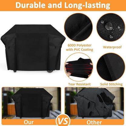 Grill Cover for Weber Genesis II 400 Series, 4 Burner Waterproof Cover for 7131 Weber Genesis II LX 400 Series Summit 400 Grills Cover, 65 Inch BBQ Outdoor Cover for Genesis2 Grill