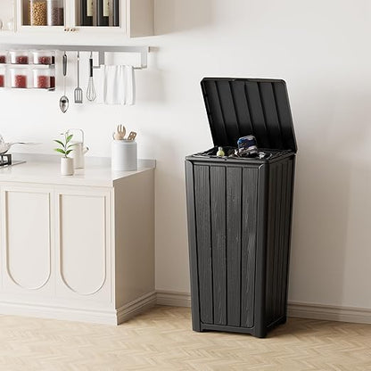 23 Gallon Outdoor Trash Can Waterproof Resin Garbage Can with Lid Outside Trash Bin for Porch Backyard, Deck, Patio, Kitchen Trash Can