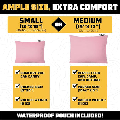 Wise Owl Outfitters Camping Pillow – Memory Foam Travel Pillow for Airplane Sleeping, Hiking, Backpacking & Outdoor Use - Small & Portable for Adults, Car, Camp & Tent