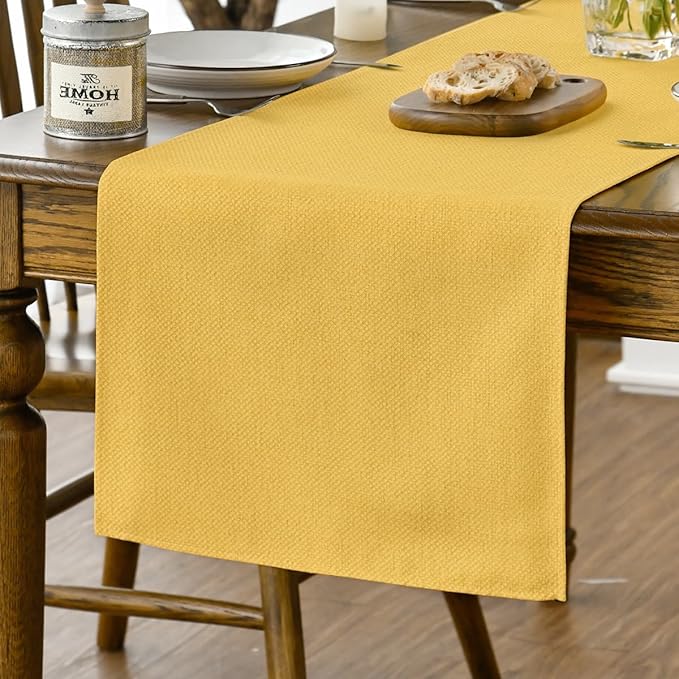 Artoid Mode Yellow Table Runner, Seasonal Summer Fall Washable Kitchen Dining Table Decoration for Home Party Decor 13x72 Inch