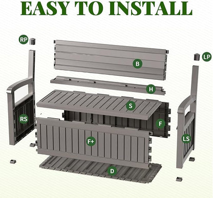 120 Gallon Outdoor Storage Bench, Lockable Patio Storage Bench, - Image 3