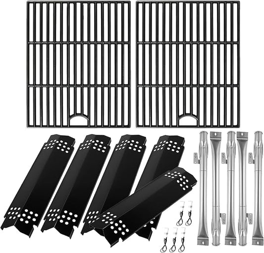 BQMAX Grill Parts for Nexgrill 5 Burner Gas Grill 720-0888 720-0888A 720-0888N, Cooking Grate, Heat Plates Shield and Burner for Nexgrill 5 Burner Replacement Parts for 720-0888 Nexgrill Parts