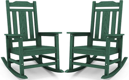 SERWALL HDPE Oversized Outdoor Rocking Chairs Set of 2, Patio Rocker, All by SERWALL