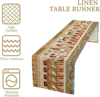 Egypt Table Runner, Mystery Element Ancient Egyptian Culture Gods Print Table Runner for Kitchen Dining Table Home Party 13x36in