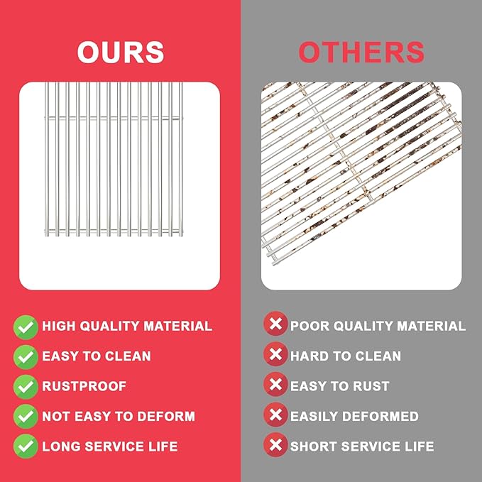 7637 Grill Grates for Weber Spirit and GS4 Spirit II 200 Series Grills Parts Spirit E210 S210 E215 E220 S215 S220, Spirit 2 E210 S210 Replacement Parts, 7MM Stainless Steel (Front Mount Controls)
