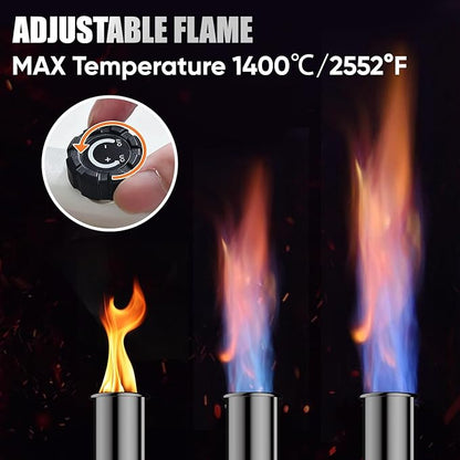 Powerful Propane Torch Head, Culinary Torch Lighter, Kitchen Cooking Torch, Adjustable Blow Torch for Sous Vide Searing Steak, Grill, Charcoal Starter, Campfire(Propane Tank Not Included)