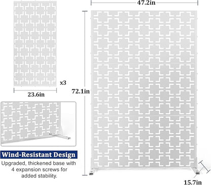 Outdoor Privacy Screen,72" H×47" W Metal Privacy Screen, Freestanding Privacy Fence Panels for Patio