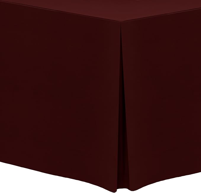 Ultimate Textile -2 Pack- 5 ft. Fitted Polyester Tablecloth - Fits 30 x 60-Inch Banquet and Folding Rectangular Tables - 42" H, Burgundy Red