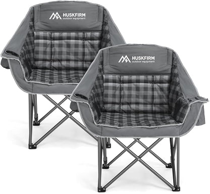 Oversized 2 Pack Camping Chairs, Padded Camping Chair Support 450LBS by Huskfirm