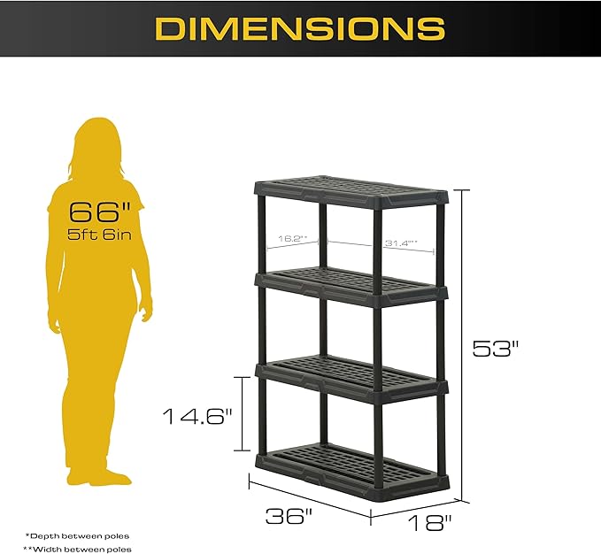 CENTREX 4-Tier Heavy Duty Plastic Storage Shelves - Image 2