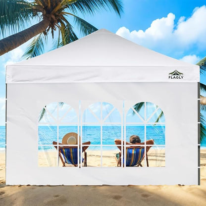 10x10 Pop Up Canopy Sidewall - 1 PC 300D Waterproof Attachable Tent Wall, Privacy Shade for Outdoor Events, Vendor Booths (Tent Not Include, with PVC Church Window)