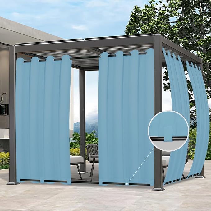 Easy-Going Outdoor Curtains for Patio 1 Panel, 54x108 inch, Sky Blue | by Easy-Going